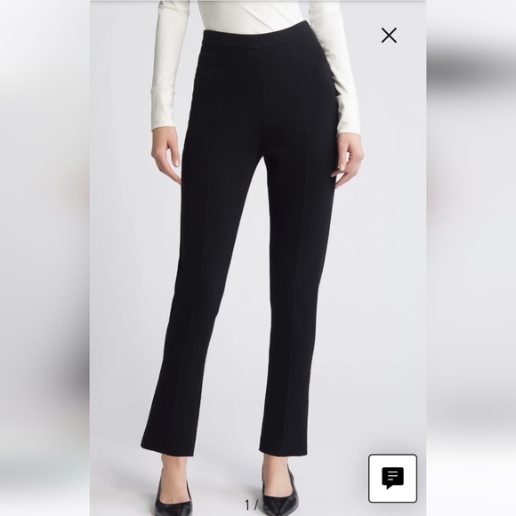 COS Slim Fit Elastic Waist Pull On Side Zip Cotton Knit Black Trousers Size 12 - Picture 1 of 12